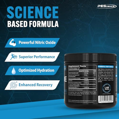 High Volume – Booster de Óxido Nítrico para Treino Pré-Workout em Pó, Sabor Pêssego Azedo, 36 Porções, Sem Cafeína - PEScience