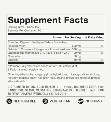 BIG BOLD HEALTH - Microbiome Rejuvenate – 2 MESES DE FORNECIMENTO – Potencializado por prebióticos e probióticos únicos encontrados no Farelo de Trigo Sarraceno do Himalaia Orgânico | Inclui polifenóis para o microbioma e