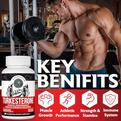 Energixir - Testosterone Booster 78,000mg – Fórmula Ultra Potente Premium de Turkesterona para Homens, Aumento Muscular, Energia, Resistência, Força, Resistência – Marca