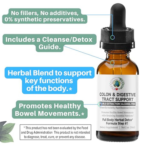 Restored By Life - Suporte para Trato Digestivo do Cólon | Extrato Líquido 2 ml | Fórmula de Apoio à Desintoxicação e Limpeza