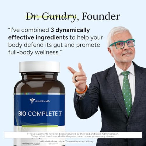 Bio Complete 3: Probióticos 3 em 1 para Saúde Intestinal, Suplementos Probióticos para Digestão, Suporte para Inchaço, Gases, Desejos Alimentares, Níveis de Energia, Pele e - Gundry MD