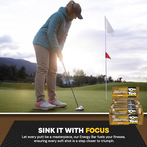 1ST TEE - Barras de Energia de Golfe 10th Tee PLUS de Amendoim e Mel Feitas com Ingredientes Naturais | Barras Saudáveis para Escritório, Fáceis de Digestão | Melhores Barras de Café da Manhã 12-45g