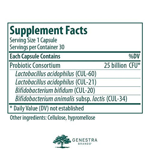 HMF Intensive | Quatro Cepas de Probióticos para Apoiar a Saúde Intestinal, Conforto Abdominal e Microflora Saudável* | 30 Cápsulas - Genestra Brands