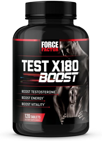 Force Factor - FORCE FACTOR Test X180 Boost – Suplemento Energético e Potencializador de Testosterona para Homens, Aumente a Energia, Melhore a Resistência, Potencialize a Vitalidade e o Desempenho, com Ácido D-Aspártico e