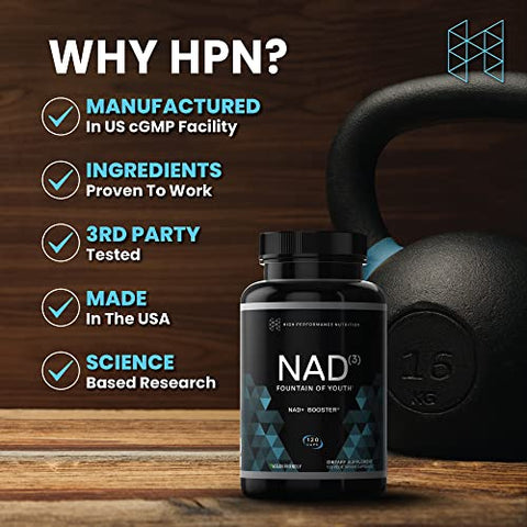 Supplements NAD3 Booster | 2 Meses de Fornecimento | Comprovado Clinicamente | Tamanho | Marca - HPN