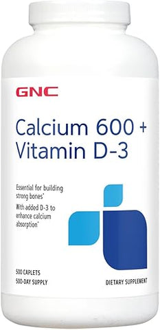 Calcium 600 + Vitamina D3-500 Cápsulas (500 Porções) – Fortaleça seus ossos com a marca GNC - GNC