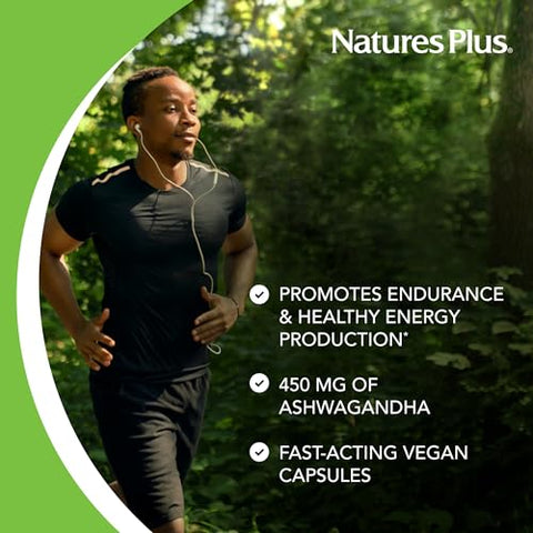 Herbal Actives Ashwagandha 450 mg – 60 Cápsulas Vegetarianas – Qualidade de Prescrição – Livre de Glúten – 60 Porções - Natures Plus