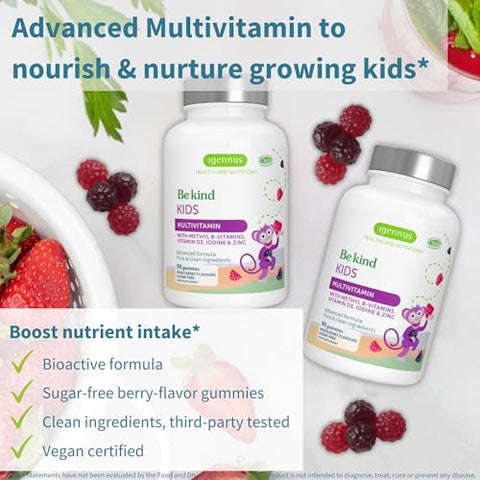 Igennus Healthcare Nutrition - Multivitamínico Infantil em Goma Metilado, Suplemento MTHFR com Vitaminas B – Marca Methylated Kids