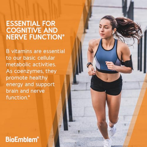 Complexo de Vitaminas B – Todas as 8 Formas Ativas com Metilfolato, Metil B12, B6, Biotina Mais Colina Inositol, Suporta Energia, Metabolismo, Saúde Cerebral e Cardíaca – Vitaminas B - BioEmblem