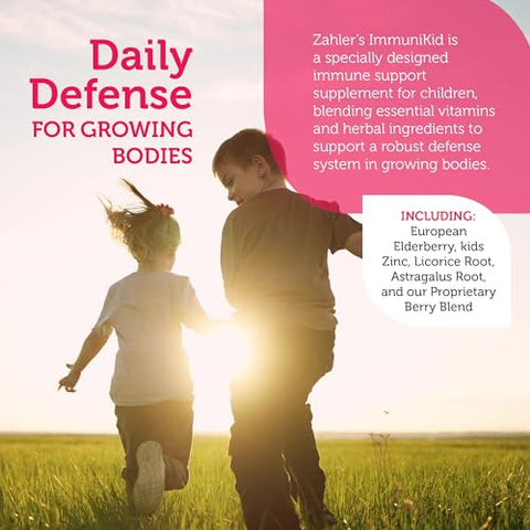 Kids – Suplemento de Suporte Imunológico com Sabugueiro, Zinco e Vitaminas para Crianças com Vitamina C D3 A – Comprimidos Mastigáveis com Sabor de Uva – Kosher Suporte Imunológico Infantil para Crianças - Zahler