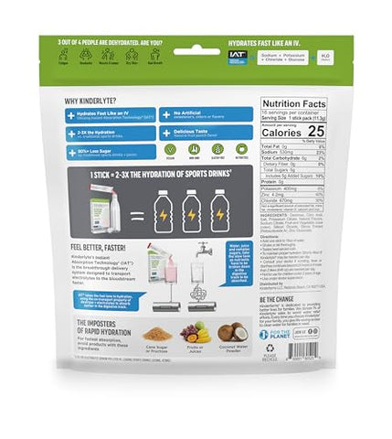 Pó de Eletrólitos, Hidratação Rápida, Embalagens Práticas, Suplemento em Pó (Sabor Frutas Vermelhas, 16 Unidades) - Kinderlyte
