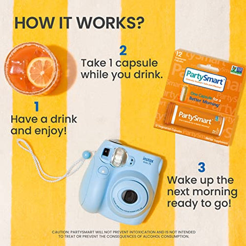 PartySmart: Cápsula para uma Manhã Melhor, à Base de Plantas, Suporte ao Fígado, Manhã Melhor Após Beber, Estudo Clínico, Verificado pelo Projeto Non-GMO, 12 Cápsulas - Himalaya