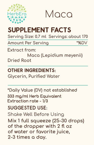 HerbEra - Maca B120 Extrato Herbal Sem Álcool, Tintura Super Concentrada de Maca (Lepidium Meyenii) (120 ml)