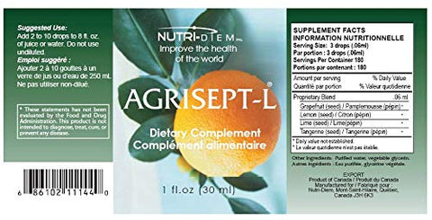Nutri-Diem Inc. - Agrisept – L Antioxidante 30ml (1 oz) 4 Frascos | Potente Antioxidante | Aumenta a Visibilidade | Marca Agrisept