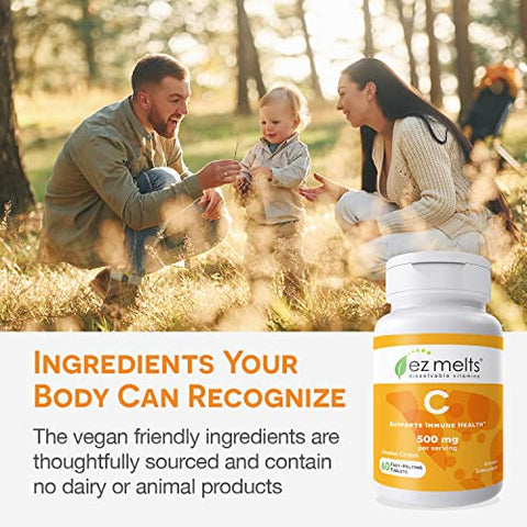 Vitamina C 500 mg, Dissolvível, Sem Açúcar, 1 Mês de Fornecimento - EZ Melts