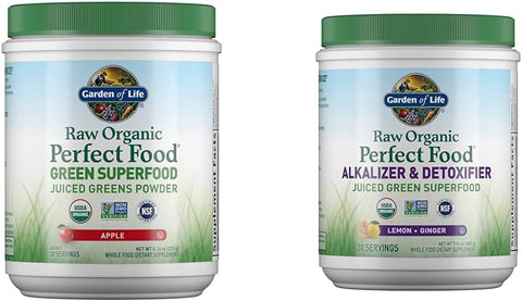 Raw Organic Perfect Food – Pó de Verdes Superfood Juiced – Sabor Maçã – 100g - Garden of Life