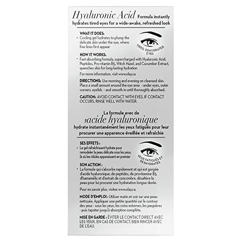 Gel Hidratante Profundo para os Olhos com Ácido Hialurônico, Gel Hidratante, Pepino, 15 ml - Olay