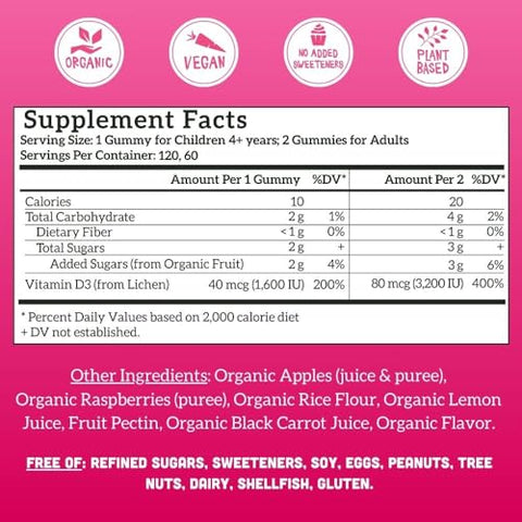 Gomas de Vitamina D3 de Frutas Reais para Crianças – Marca Líder em Vitaminas Infantis - Llama Naturals