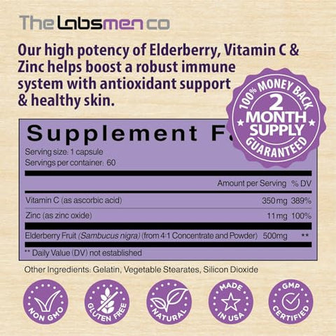 THELABSMENCO - Suplemento de Suporte Imunológico para Mudança de Estação com Sabugueiro, Vitamina C e Zinco – Marca em Destaque