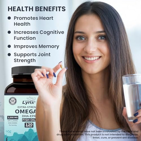 Leaping Lynx - Óleo de Peixe Ômega-3 3000mg – 1200mg EPA | Alta Potência | Marca Omega-3 | 120 Cápsulas