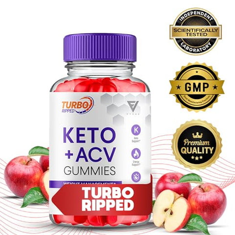 Fyvus - (2 Pacotes) Gomas Turbo Ripped Keto ACV, TurboRIpped Vinagre de Maçã Avançado Multivitamínico de Suporte Saudável, Turbo Rip Máxima Força Diária para Bem-Estar e Energia