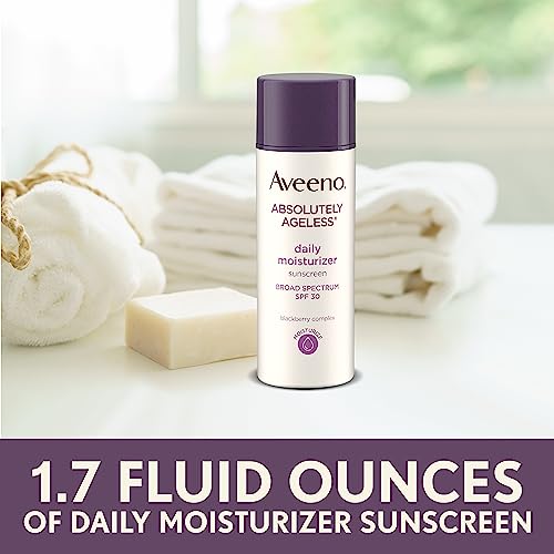 Hidratante Facial Diário Absolutamente Ageless com FPS 30, Complexo de Amora Rica em Antioxidantes e Vitamina C - Aveeno