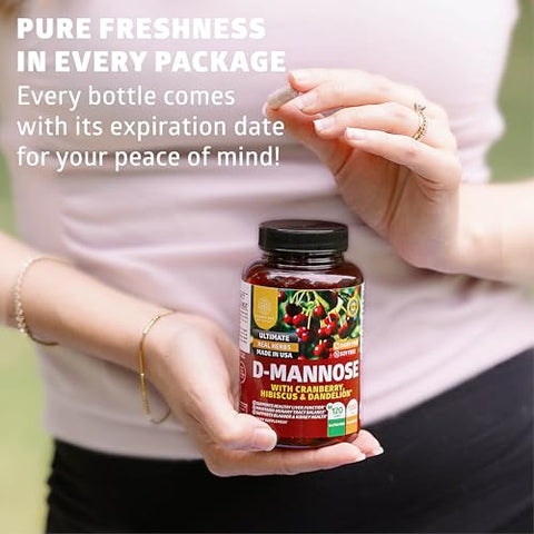 2-Pack N1N Premium D Mannose com Cranberry e Dandelion [Força Máxima, 1350mg] Suporte à Saúde do Trato Urinário, Elimina Impurezas e Suporte à Saúde da Bexiga - Number One Nutrition