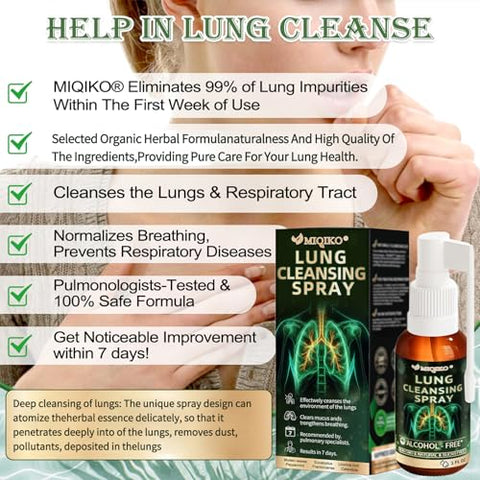PIGUIAY - MIQIKO Spray Avançado de Limpeza Pulmonar, MIOIKO Spray de Limpeza Pulmonar, Spray de Limpeza Pulmonar Herbal, Suplemento Natural de Suporte Pulmonar, Spray de Limpeza Pulmonar para Limpeza dos Pulmões (Preto, 2PCS)