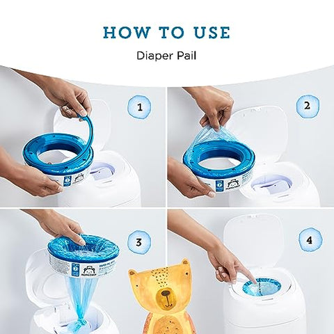 Amazon Brand – Mama Bear Recargas para Lixeira de Fraldas Diaper Genie, Sem Perfume, 1080 Unidades (4 Pacotes de 270 Unidades)