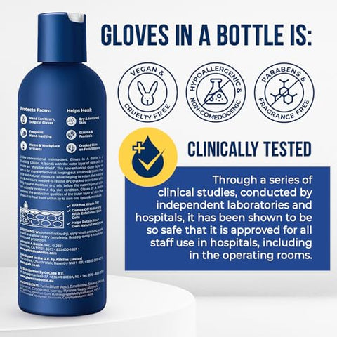 Gloves In A Bottle - Luvas in a Bottle – Loção Protetora para Pele Seca e Irritada, Sem Gordura e Sem Perfume, 8 fl oz, Pacote com 2  Luvas in a Bottle