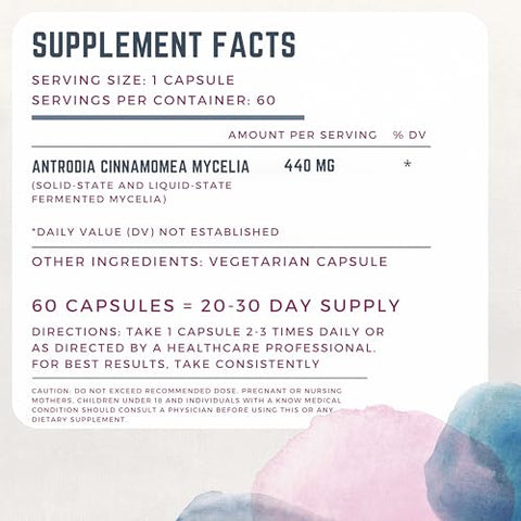 Suplemento de Cogumelo Antrodia Puro, 60 Cápsulas, Fermentação em Estado Líquido, Cogumelos Antrodia Cinnamomea, Suporte para Saúde Intestinal e Metabolismo, Função Hepática - Primordia