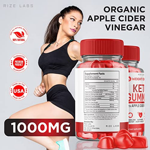 rize labs - (5 Pacotes) Gomas Weight Crasher Keto – Suporte para Perda de Peso e Saúde do Coração com Apple Cider Vinegar Keto ACV 1000 MG – Energia Gomitas