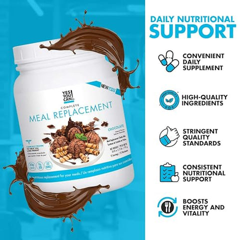 Shake Substituto de Refeição Completo – 15 Porções, 20g de Proteína, 0g de Açúcares Adicionados, 21 Vitaminas e Minerais – Shake Nutritivo Tudo-em-Um (Chocolate) - Yes You Can!