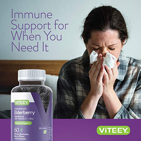 Viteey - Gomas de Sabugueiro Sambucus para Adultos – Fortaleça sua Imunidade – 60 g