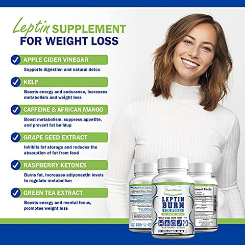 Suplementos Avançados de Leptina Power By Naturals para Perda de Peso Feminina, Leptina de Manga Africana para Emagrecimento, Livre de Glúten, Suplementos Alimentares para Perda de Peso, Vegetariano, Fácil de
