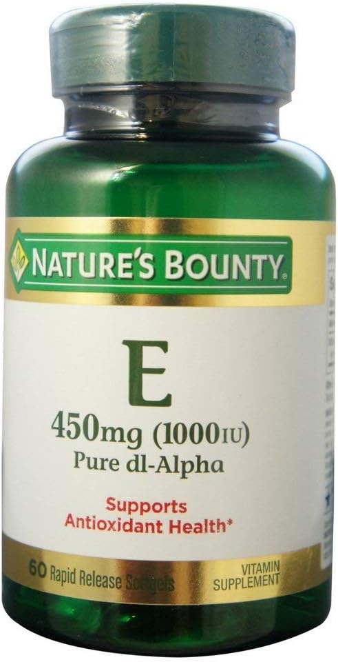 Nature's Bounty - Nature’s Bounty Vitamina E 1000 UI Softgels Pura DL-Alpha 60 Soft Gels (Pacote com 4) – 100% Natural e Potente