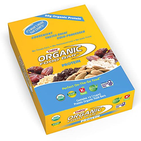 Organic Food Bar - Barra de Proteína Orgânica Vegana, 22g de Proteína (Embalagem com 12 unidades, 74g cada)