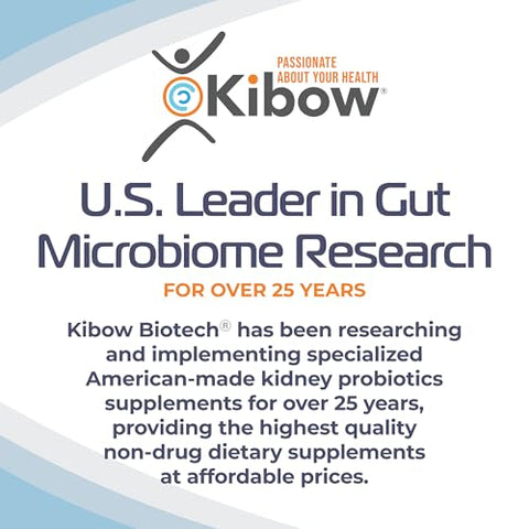 Kibow Biotech - Suplemento Probiótico Natural para Saúde Renal, Suporte Renal, Limpeza Renal, Restauração Renal – Vegetariano, Não-OGM, Sem Açúcar (Fornecimento de 1 Mês)