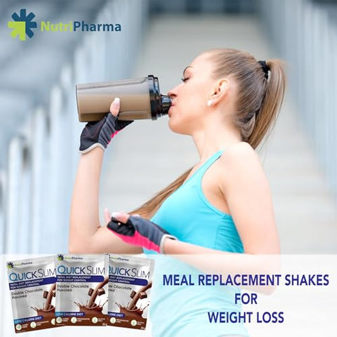 NUTRIPHARMA Quick Slim - Quick Slim Shake Substituto de Refeição para Emagrecimento, 30 Porções, 20g Proteína, 27 Vitaminas