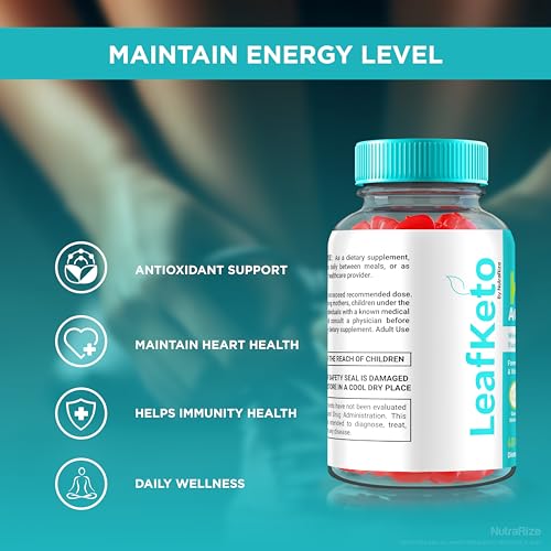 NutraRize - Leaf Keto ACV Gummies – Gomas de Maçã com Vinagre de Maçã para Keto, 60 Gomas