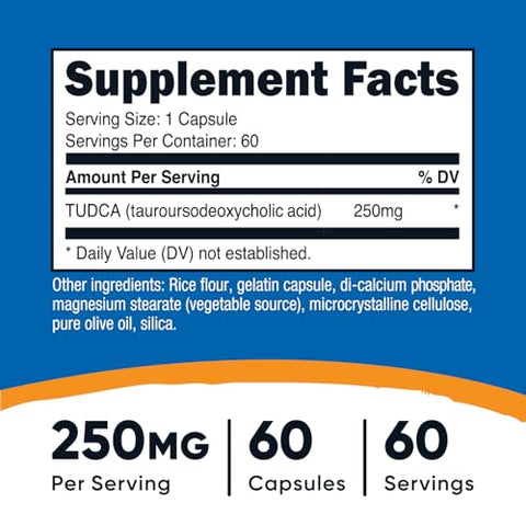 Tudca 250mg – 60 Cápsulas (2 Frascos) – Comprar Online - Nutricost