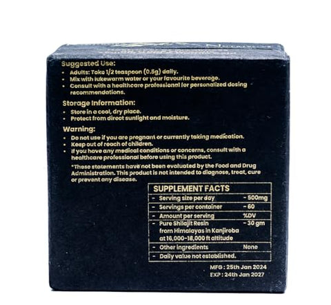 Shilajit Puro do Himalaia – Kanjiroba Nutrients – 85 Minerais, 75%% Ácido Fúlvico | Pureza Certificada, 500mg | Grau A | Relatório de Teste de Laboratório | Resina de Shilajit Orgânico Natural – 30g