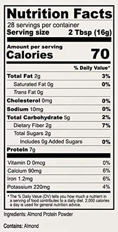 Anthony's - Proteína em Pó de Amêndoa Anthony’s, 454g, Sem Glúten, Não Transgênico, à Base de Plantas, Fabricado nos EUA
