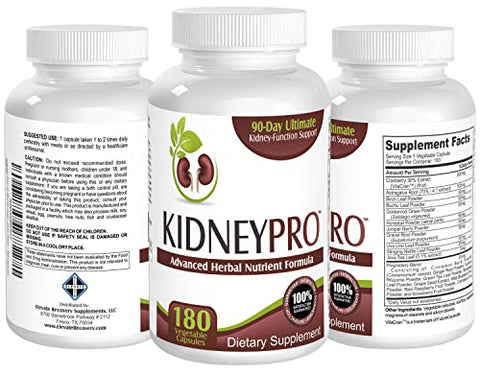 Elevate Recovery Supplements - Kidney-Pro: Fórmula com 21 Suplementos para Saúde Renal – Suporte Total aos Rins – Detox Renal – 180 Cápsulas Vegetarianas
