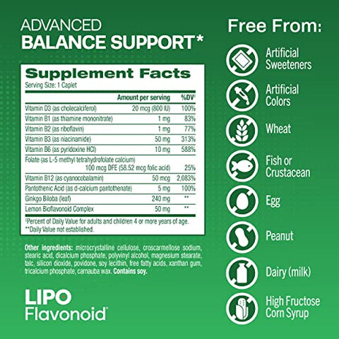 Balance Support: Reduz Risco de Sintomas de Vertigem, Tontura e Desiquilíbrio Relacionados à Saúde do Ouvido Interno (30ct) - Lipo-Flavonoid