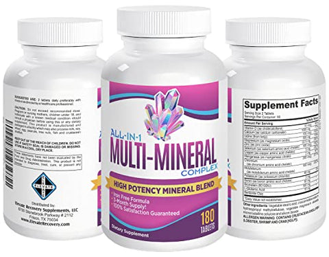 Elevate Recovery Supplements - Complexo Multimineral de 3 Meses Sem Ferro (Fórmula All-in-1) – Minerais Traços – Suplementos Minerais – Alta Potência Multiminerais – 180 Comprimidos