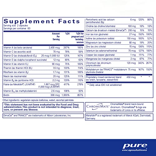 Pré-Natal Nutrientes – Fórmula Completa para Gestantes | 60 cápsulas - Pure Encapsulations