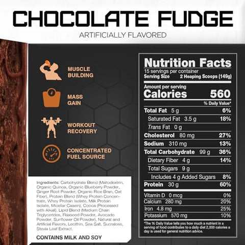 RIVAL NUTRITION - Rivalus Clean Gainer – Chocolate Fudge, 2,27kg | Ganho de Massa Muscular