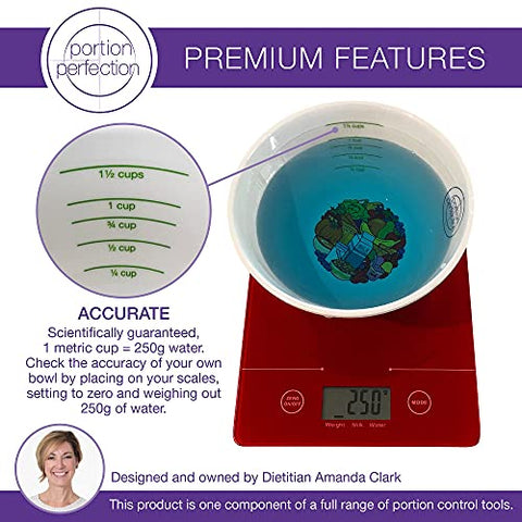 Portion Perfection - Conjunto de Pratos de 8 polegadas para Cirurgia Bariátrica – Melamina, Protege o Tamanho da Bolsa Gástrica para Perda de Peso Controlada por Calorias Após Gastrectomia em Manga, Bypass Gástrico, Bariátrica