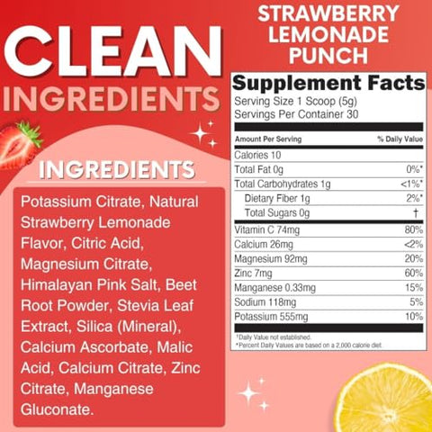 My Adventure to Fit - Zero Sugar – Pó de Eletrólitos de Limonada de Morango – Hidratação Refrescante – Energia Livre de Cafeína – Ingredientes Naturais – Vegano, Keto